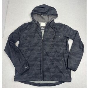 NWOT Vuori Womens Large Outdoor Trainer Jacket Shell Lightweight Hood Black Camo